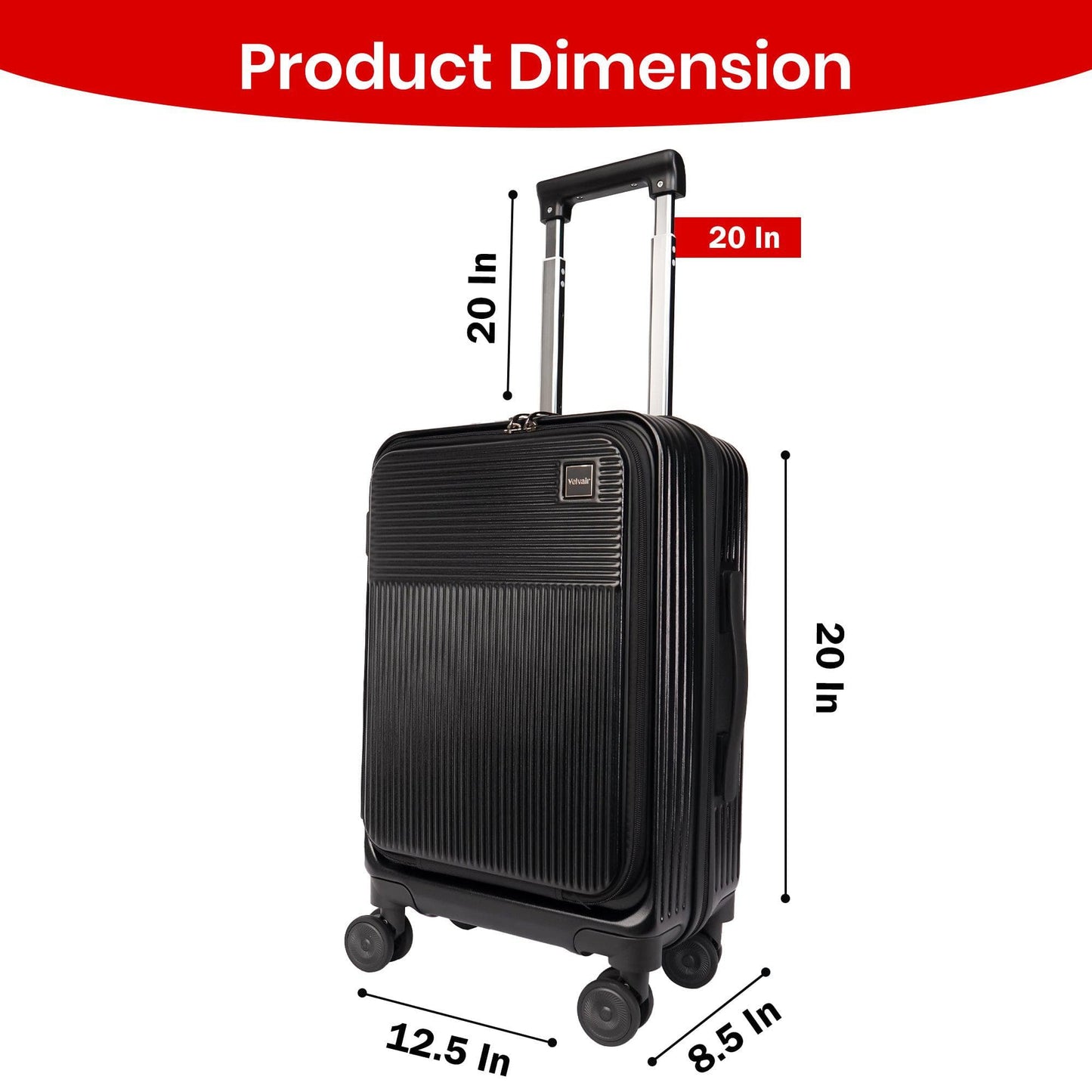 Velvair Luggage: Travel Made Stylish and Effortless 20" BLACK