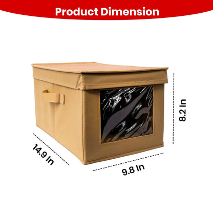 Foldable Cloth Storage Box with Transparent Window & Handles