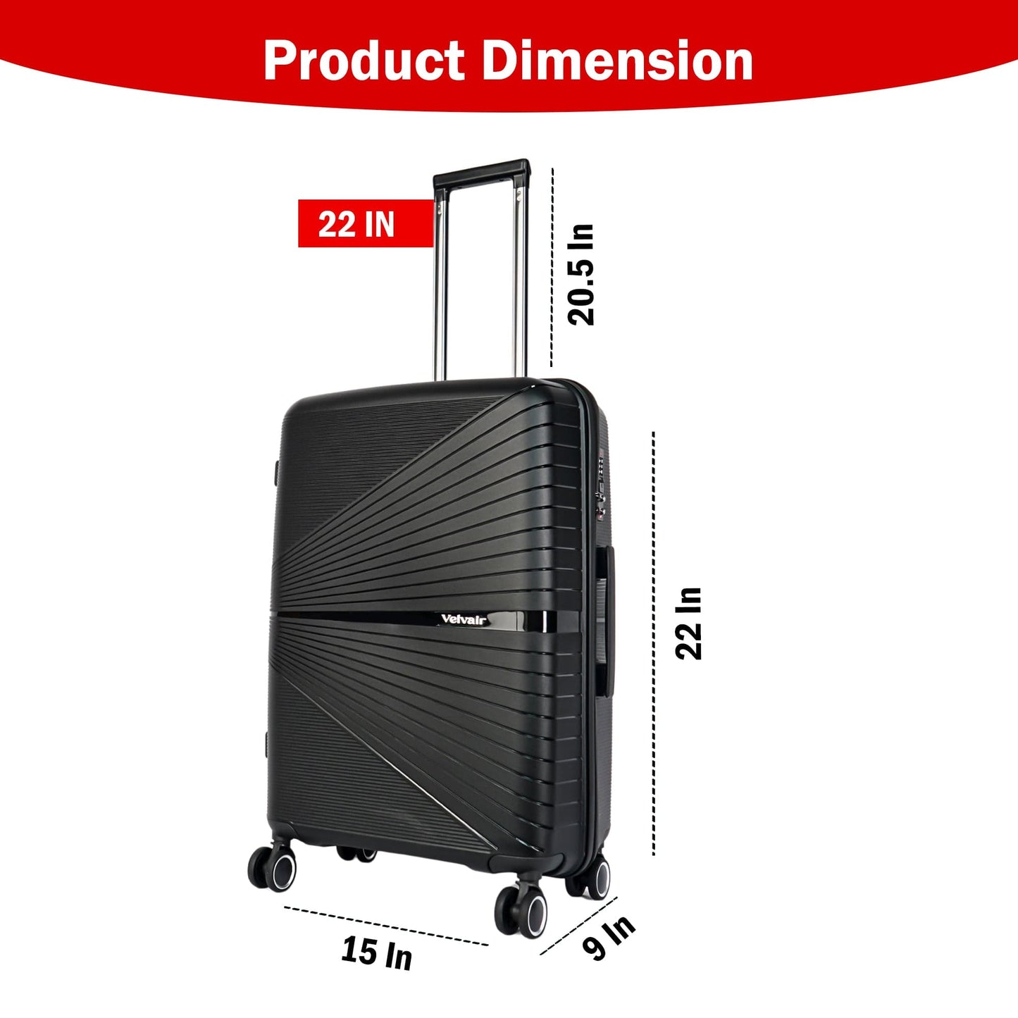 Premium 22” Hard Shell Luggage – Stylish Black Trolley Bag for Travel
