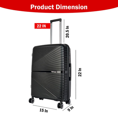 Premium 22” Hard Shell Luggage – Stylish Black Trolley Bag for Travel