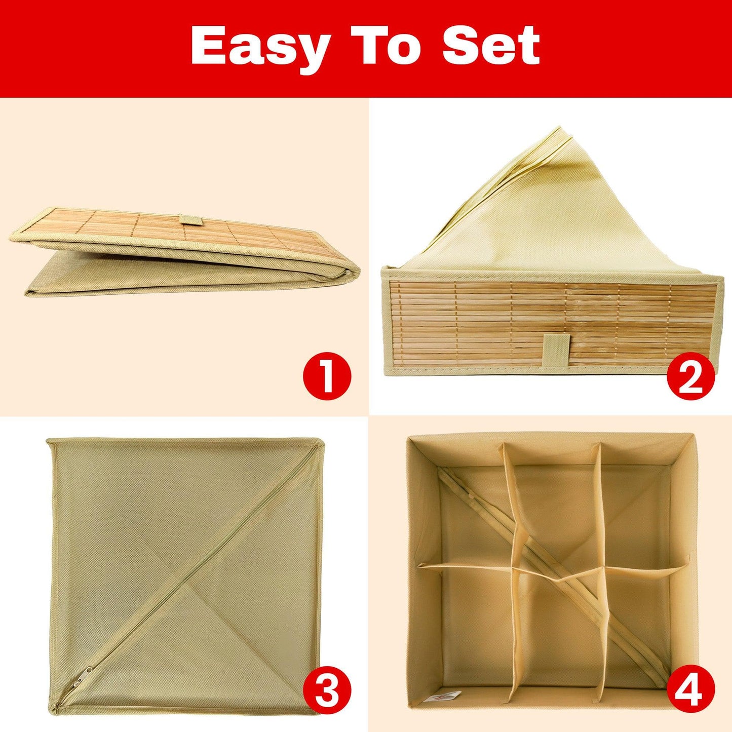 Foldable Bamboo Cloth Organizer with 6-Compartments