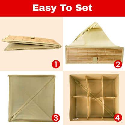 Foldable Bamboo Cloth Organizer with 6-Compartments