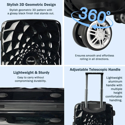 Velvair Luggage – Travel Made Stylish and Effortless, 20″ Black