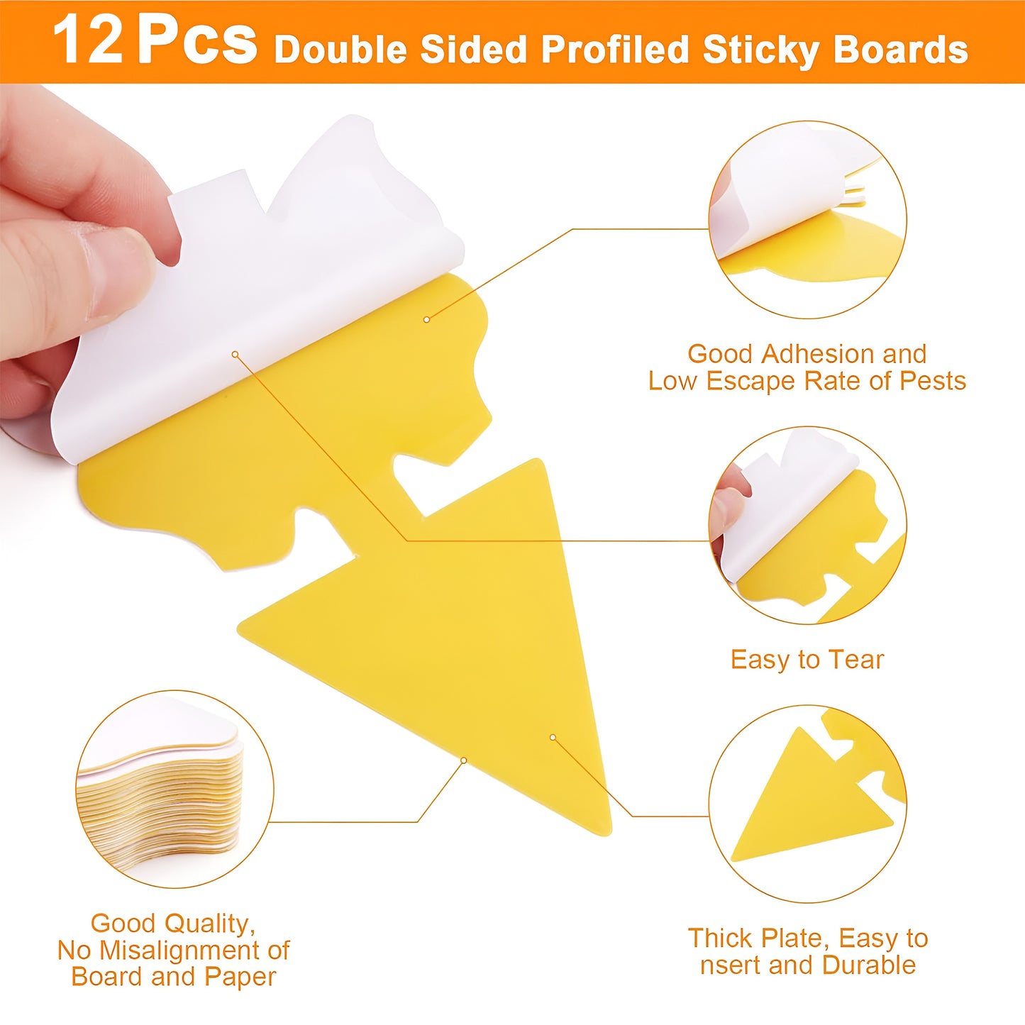 Prime Pick Sticky Traps Set of 12 – Strong Adhesive Insect & Pest Catcher for Home, Kitchen & Garden