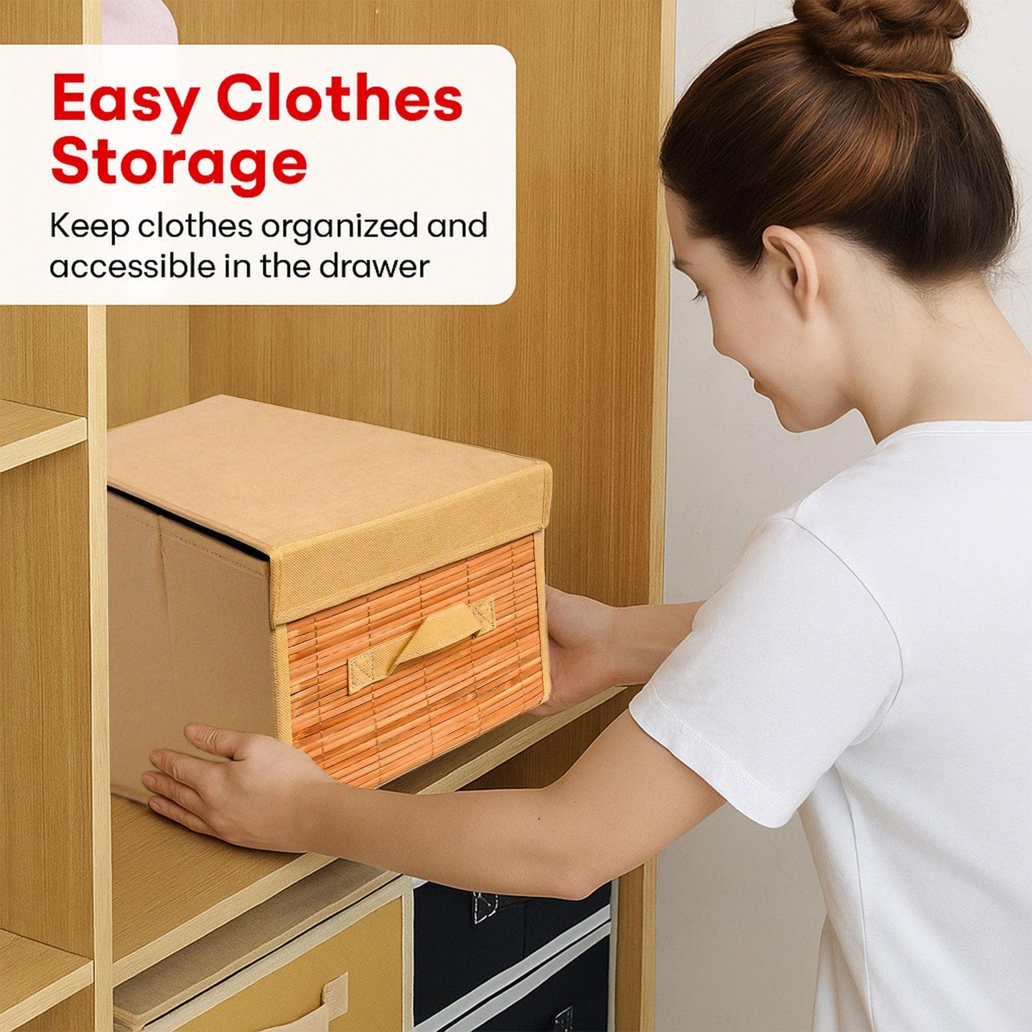 Foldable Bamboo Storage Box with Handle