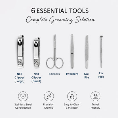 Prime Pick Manicure & Pedicure Grooming Kit – 6 Piece Professional Nail Care Set for Men & Women