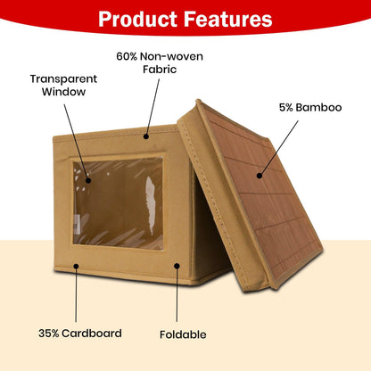 Foldable Cloth Storage Box with Transparent Window & Handles