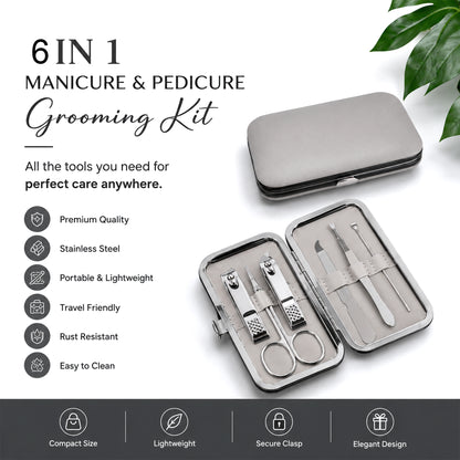 Prime Pick Manicure & Pedicure Grooming Kit – 6 Piece Professional Nail Care Set for Men & Women