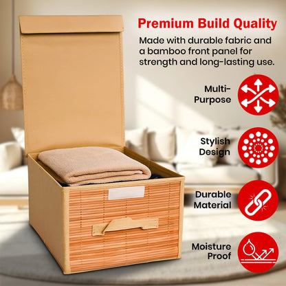 Foldable Bamboo Storage Box with Handle