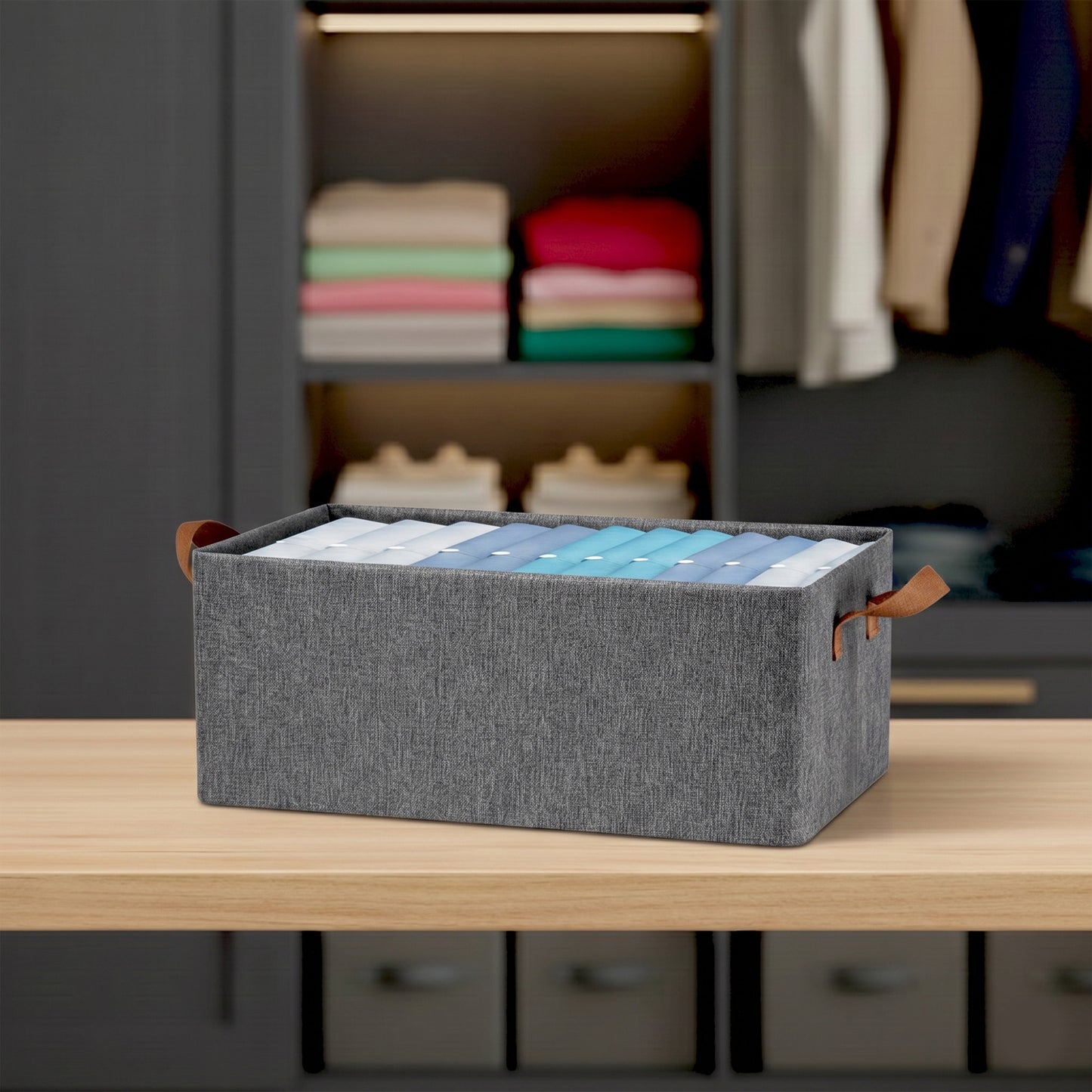 Prime Pick XL Oxford Cloth Organizer Durable Foldable Storage Box with Metal Frame