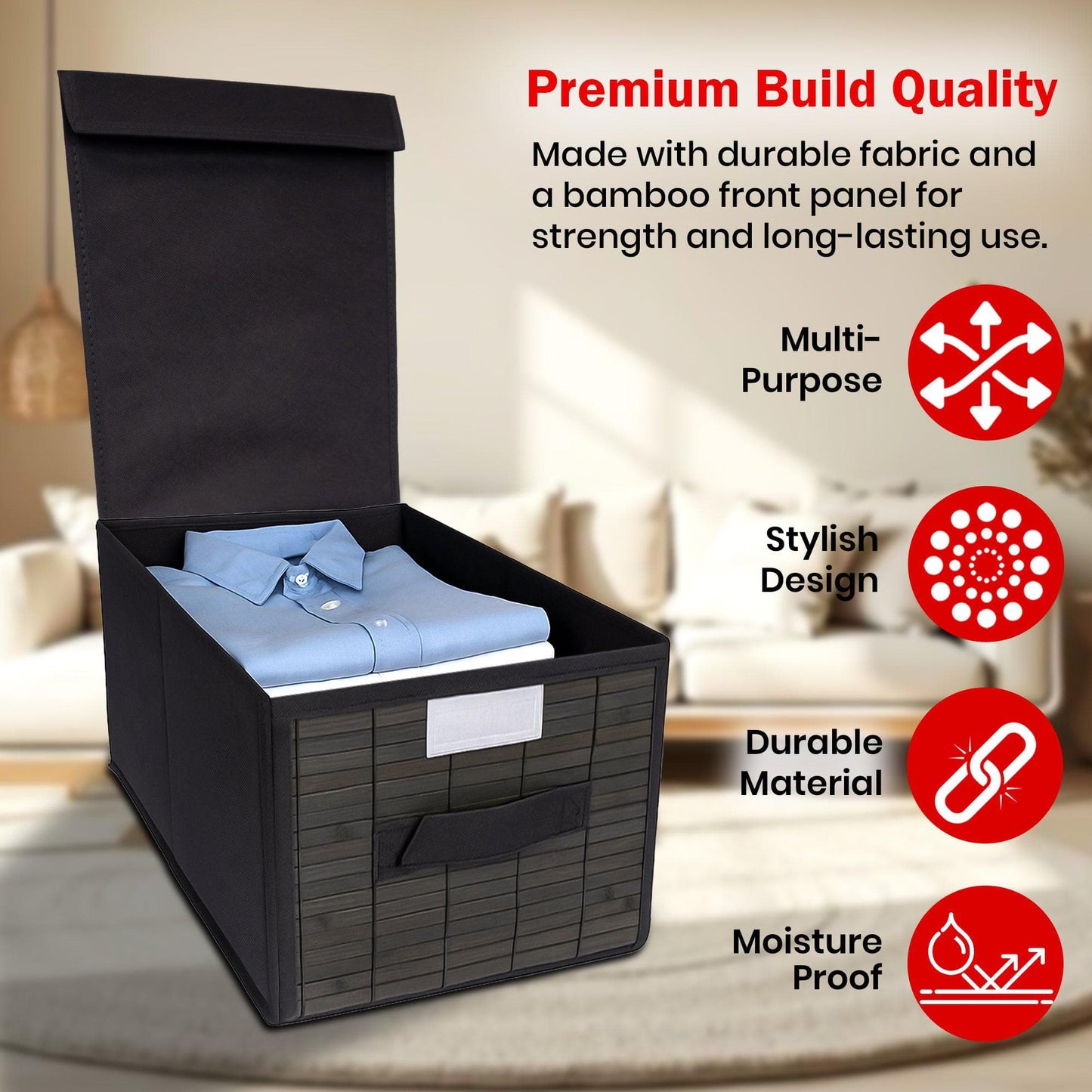 Foldable Bamboo Cloth Organizer with Handle