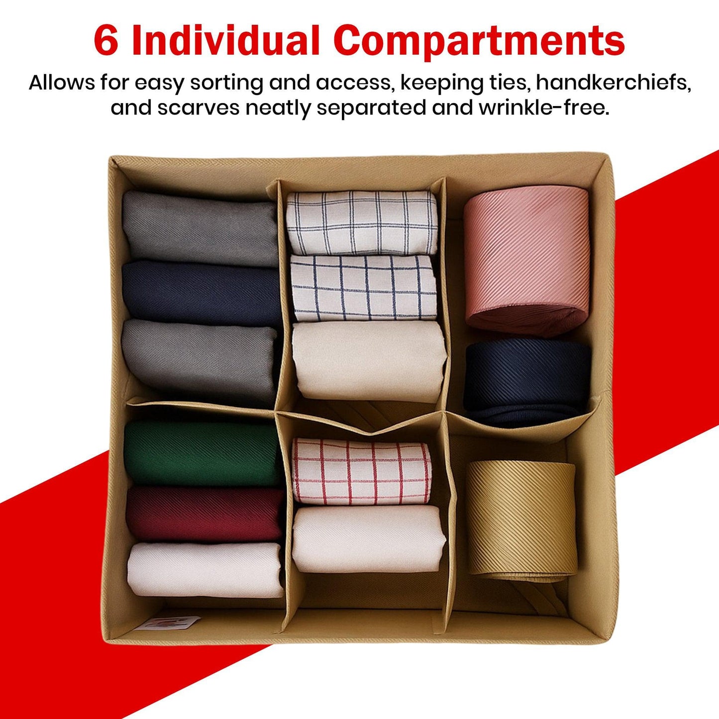 Foldable Bamboo Cloth Organizer with 6-Compartments