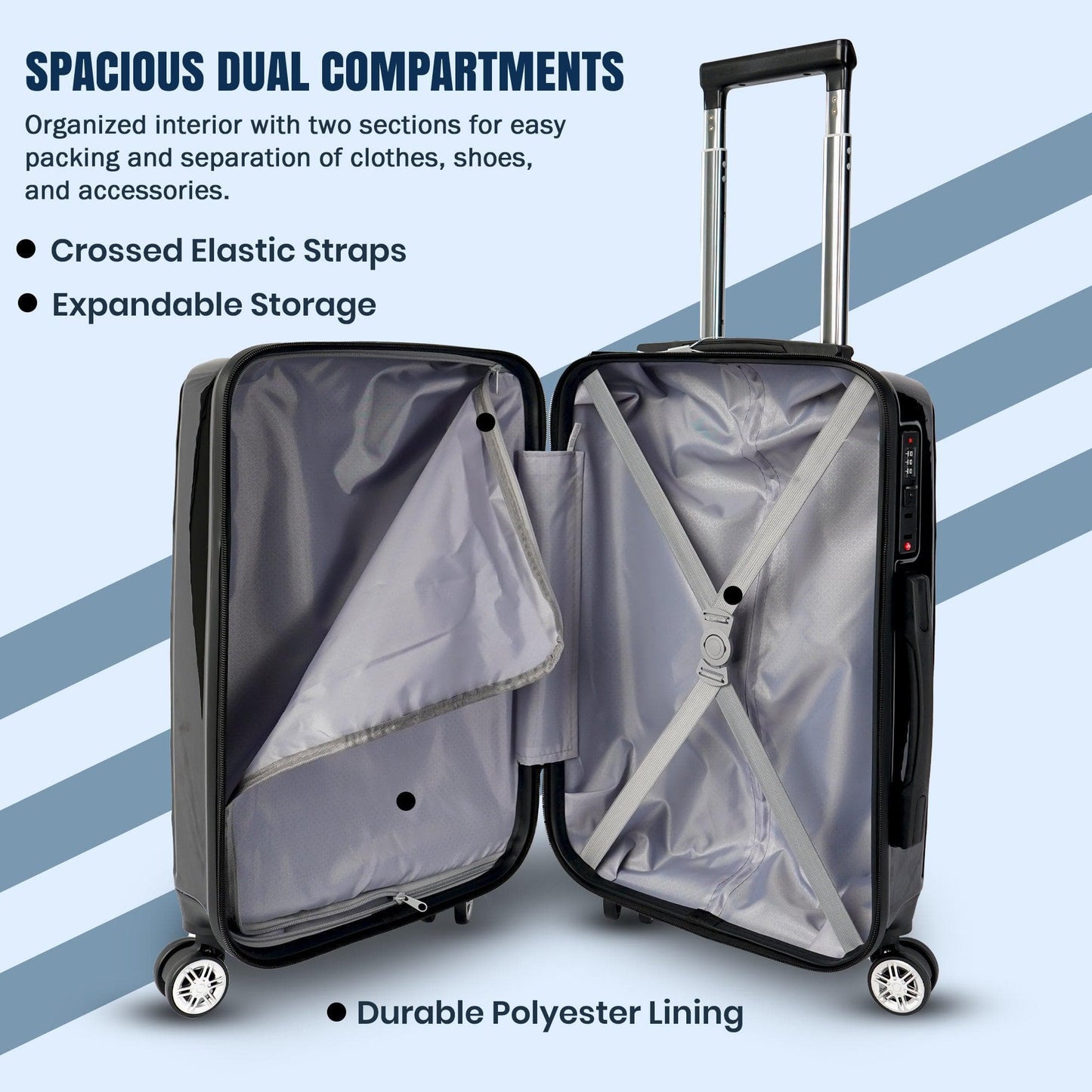 Velvair Luggage – Travel Made Stylish and Effortless, 20″ Black