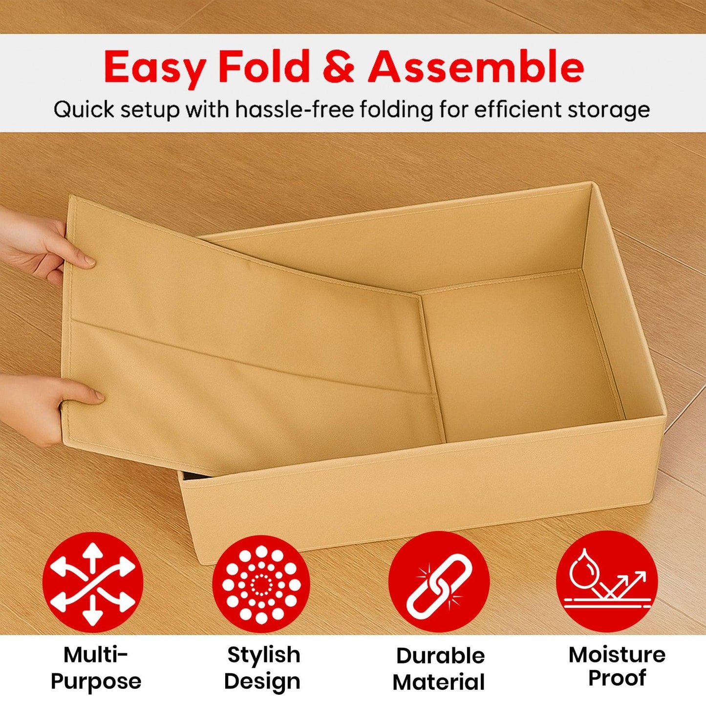 Foldable Beige Bamboo Cloth Organizer Box