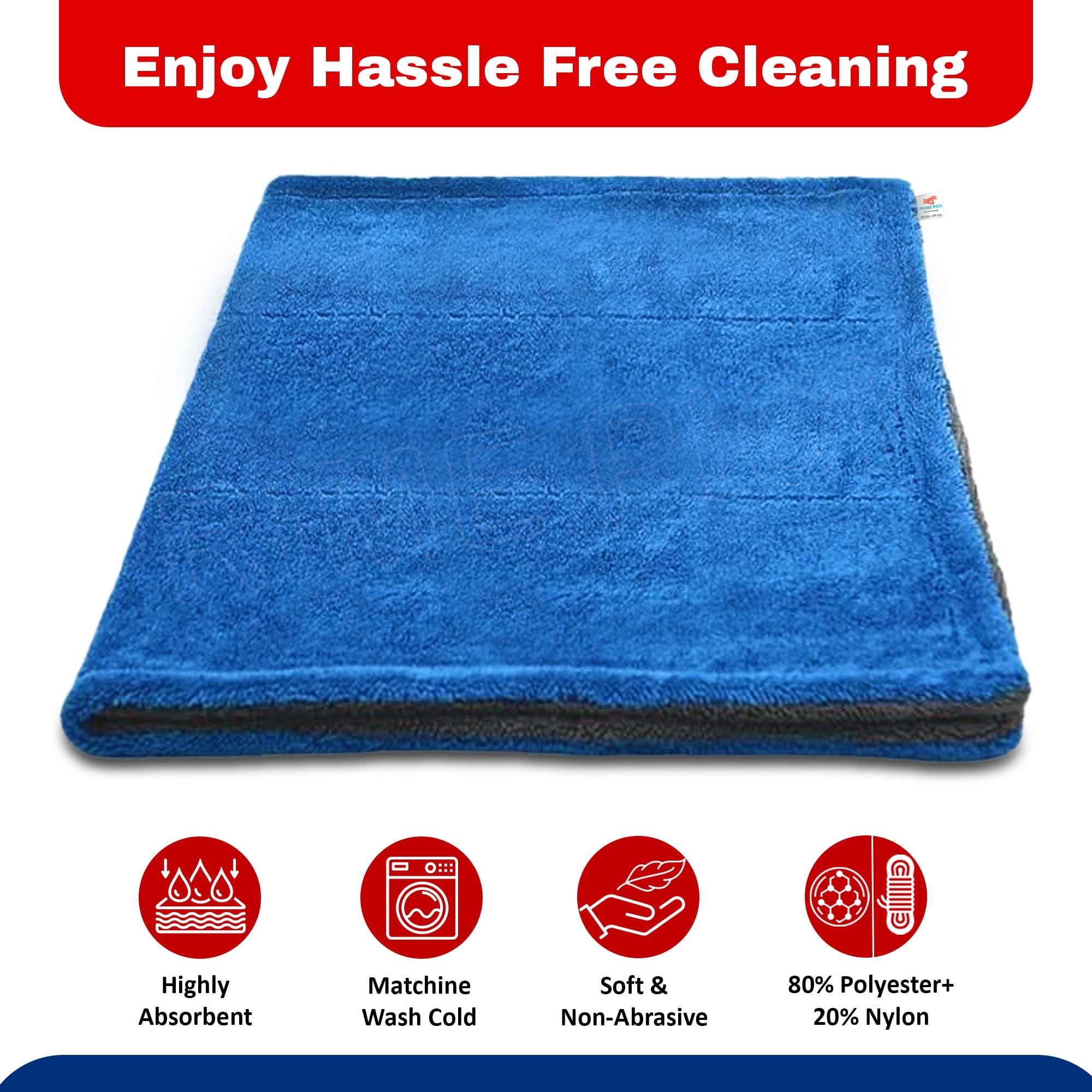 Prime Pick 1800GSM Double-Sided Microfiber Car Cleaning Cloth
