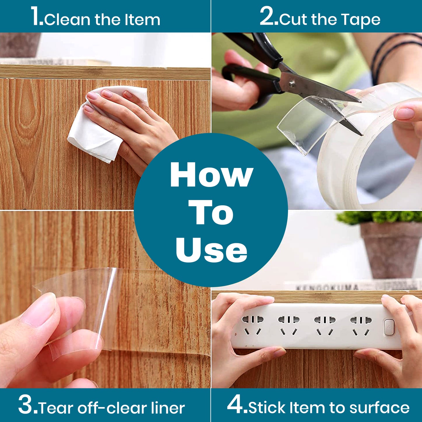 Multipurpose Double Sided Nano Tape 2MM Thickness – Strong Adhesive Reusable Tape 3M Length (1CM / 2CM / 3CM Width)