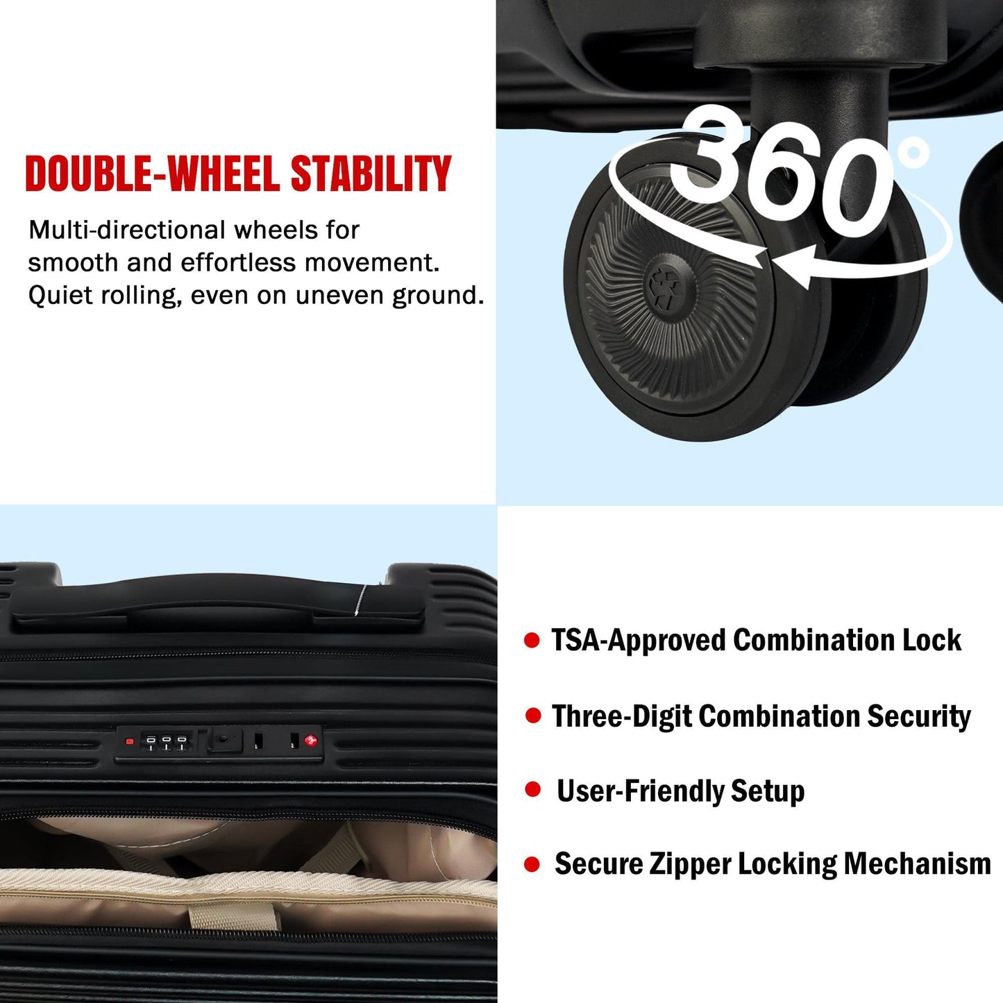 Velvair Luggage: Travel Made Stylish and Effortless 20" BLACK