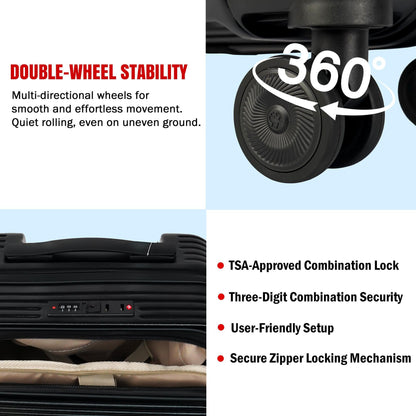 Velvair Luggage: Travel Made Stylish and Effortless 20" BLACK