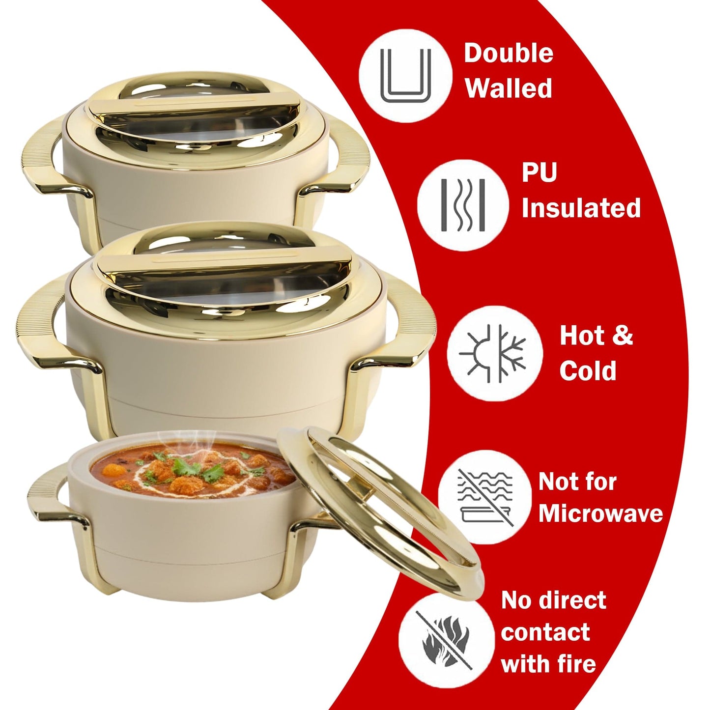 Insulated Casserole Set of 3 (1.8L + 2.3L + 3.5L) – Premium Hot Pot Set for Kitchen