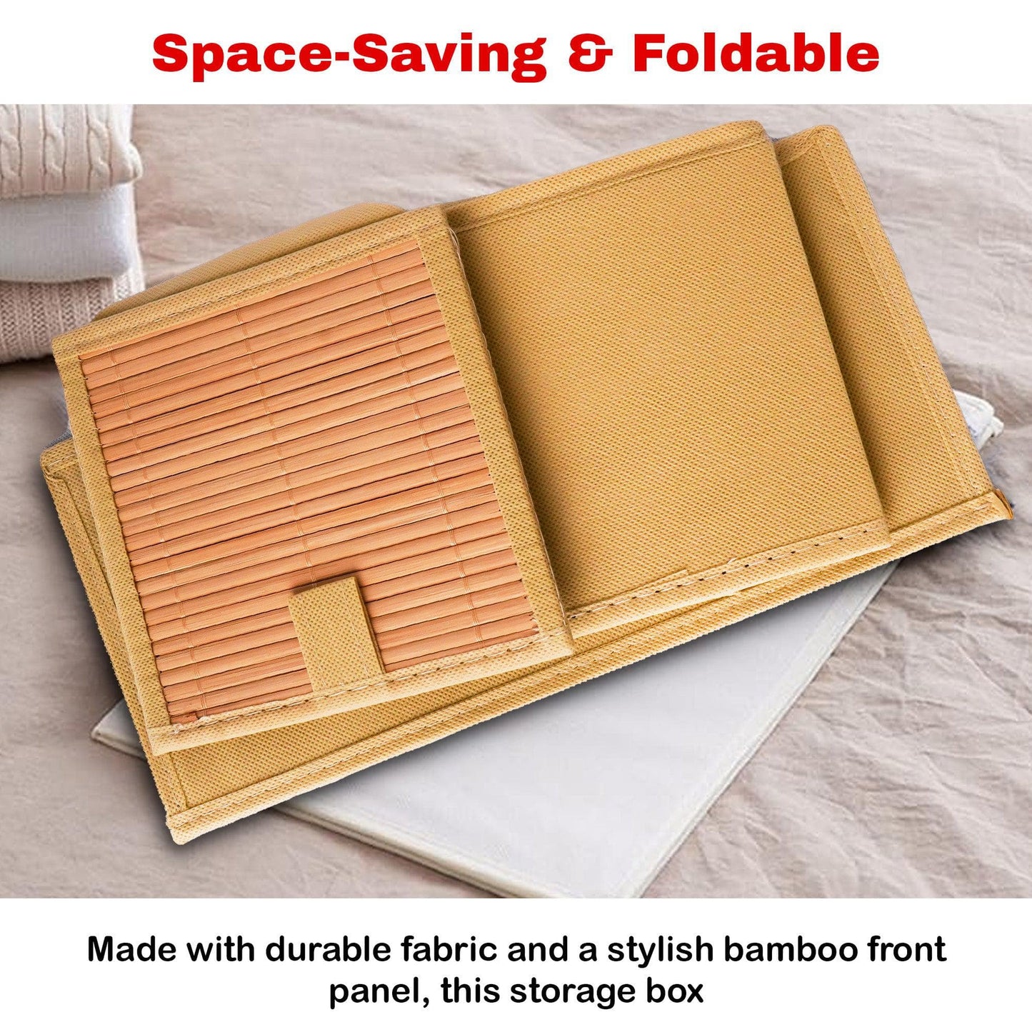 Foldable Beige Bamboo Cloth Organizer Box