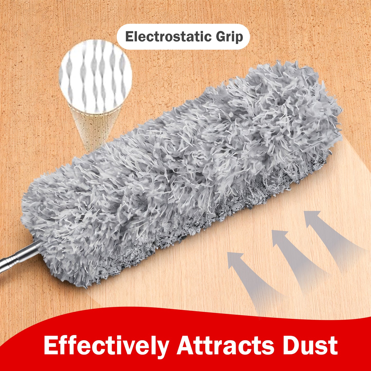 Prime Pick Microfiber Telescopic Duster 2.5m | Extendable Pole for High Ceiling, Fan & Cobweb Cleaning | Washable, Bendable Head Dust Cleaner