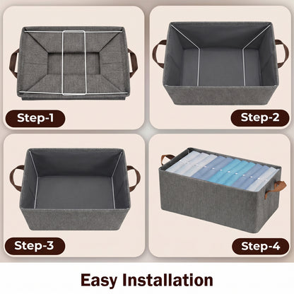 Prime Pick XL Oxford Cloth Organizer Durable Foldable Storage Box with Metal Frame