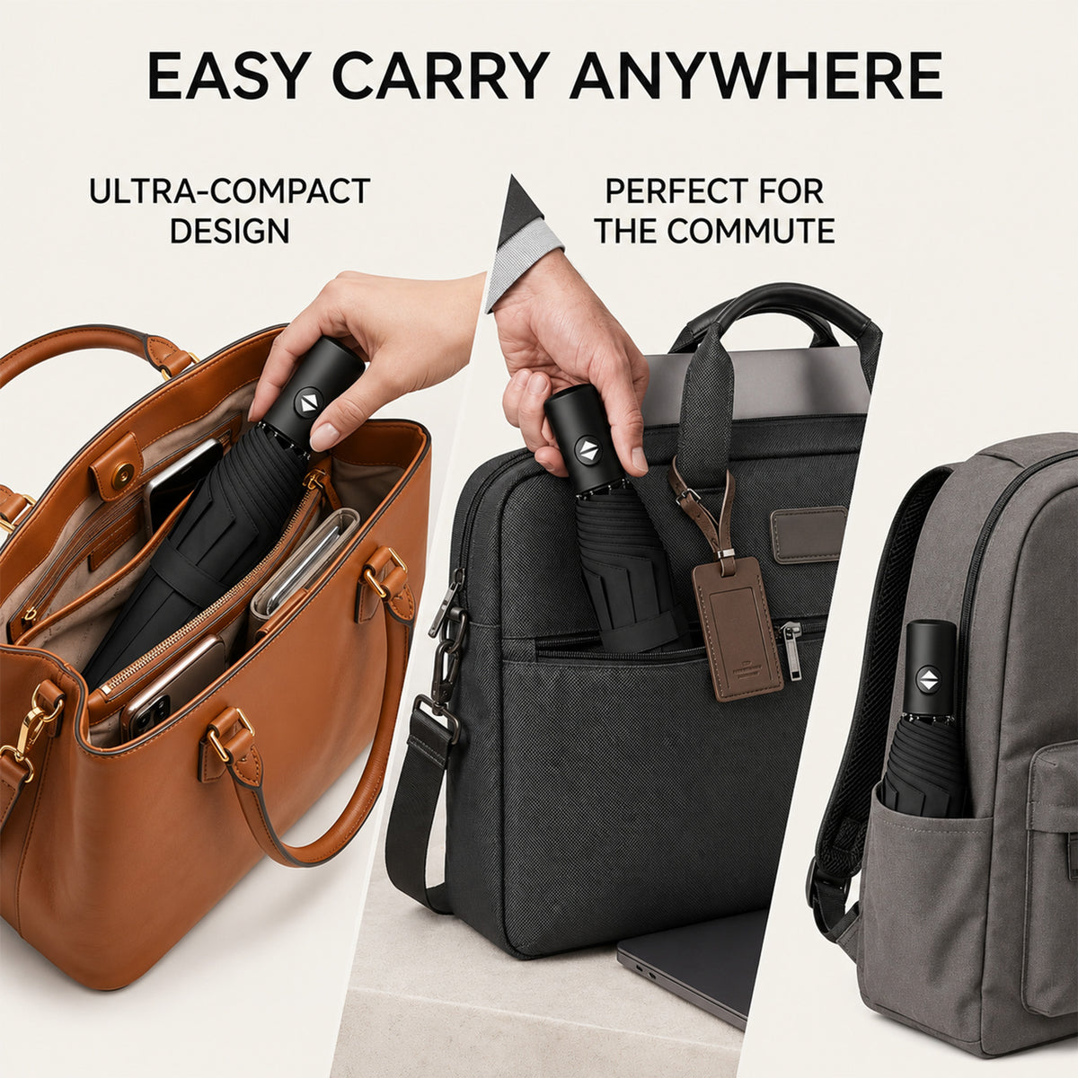 PrimePick 3-Fold Compact Travel Umbrella