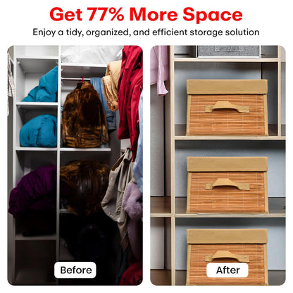 Foldable Bamboo Storage Box with Handle