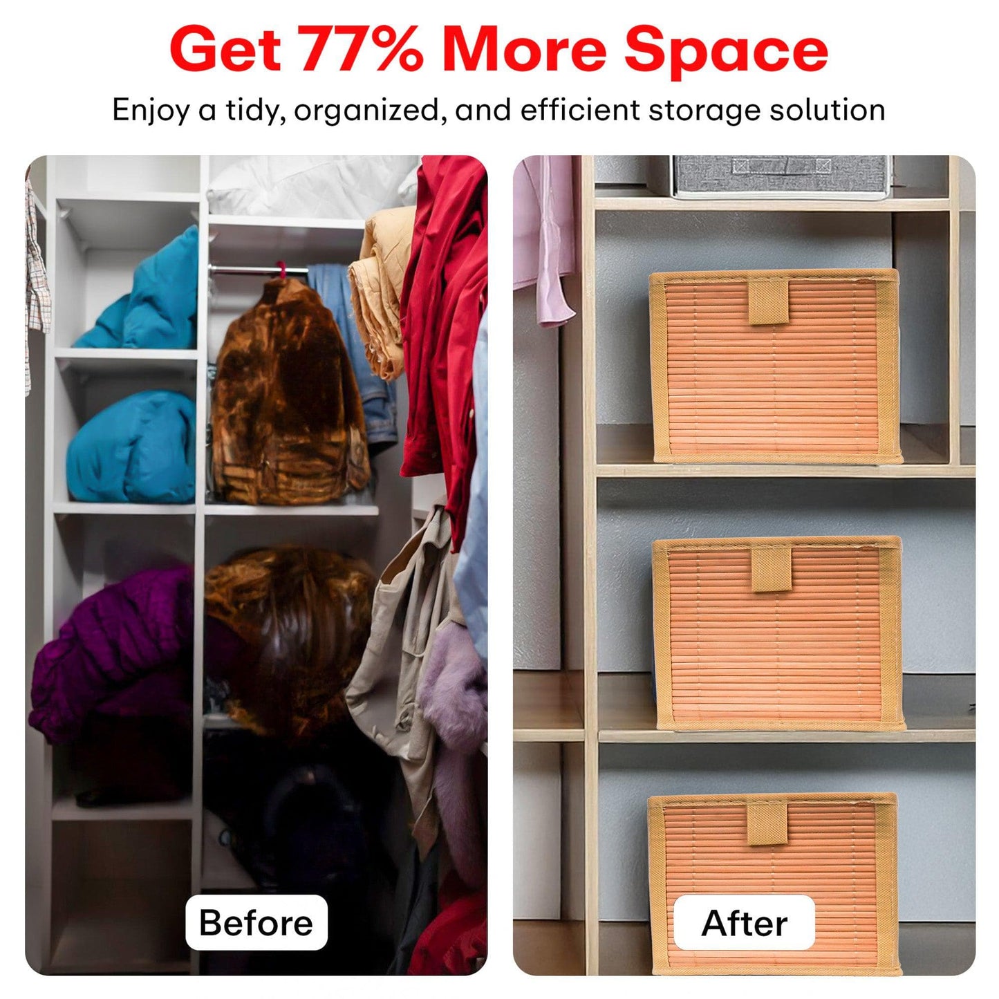 Foldable Beige Bamboo Cloth Organizer Box