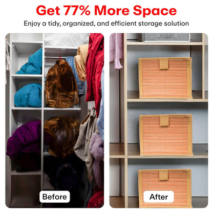 Foldable Beige Bamboo Cloth Organizer Box