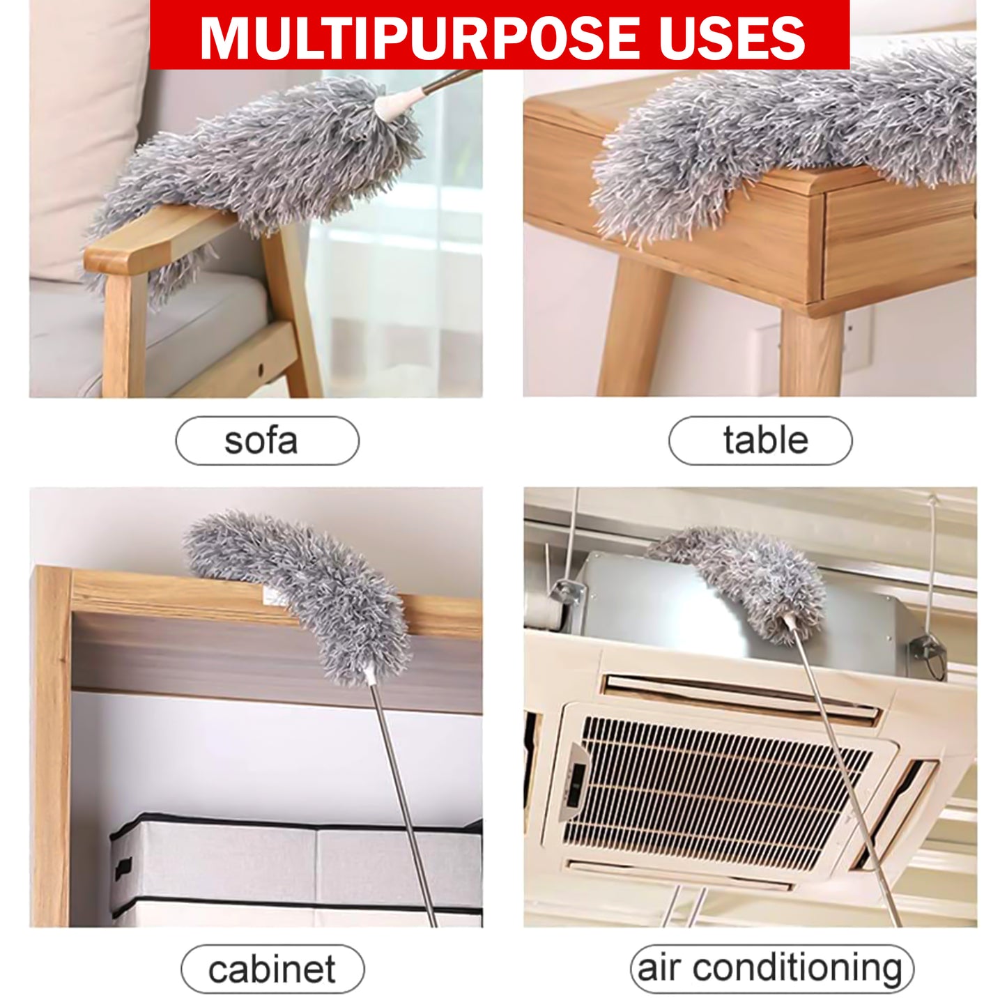 Prime Pick Microfiber Telescopic Duster 2.5m | Extendable Pole for High Ceiling, Fan & Cobweb Cleaning | Washable, Bendable Head Dust Cleaner