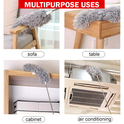 Prime Pick Microfiber Telescopic Duster 2.5m | Extendable Pole for High Ceiling, Fan & Cobweb Cleaning | Washable, Bendable Head Dust Cleaner