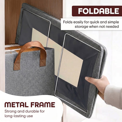 Prime Pick XL Oxford Cloth Organizer Durable Foldable Storage Box with Metal Frame