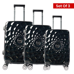 Premium Hard Shell Luggage Set of 3 (20” + 24” + 28”) – Stylish Black Trolley Bag Combo