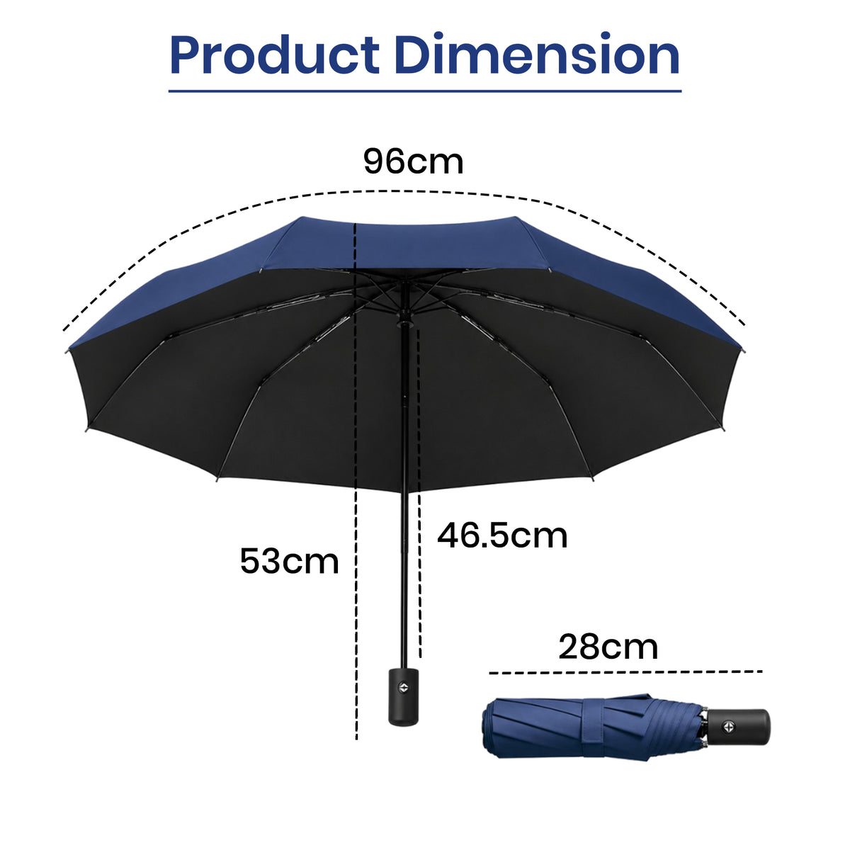 PrimePick 3-Fold Compact Travel Umbrella