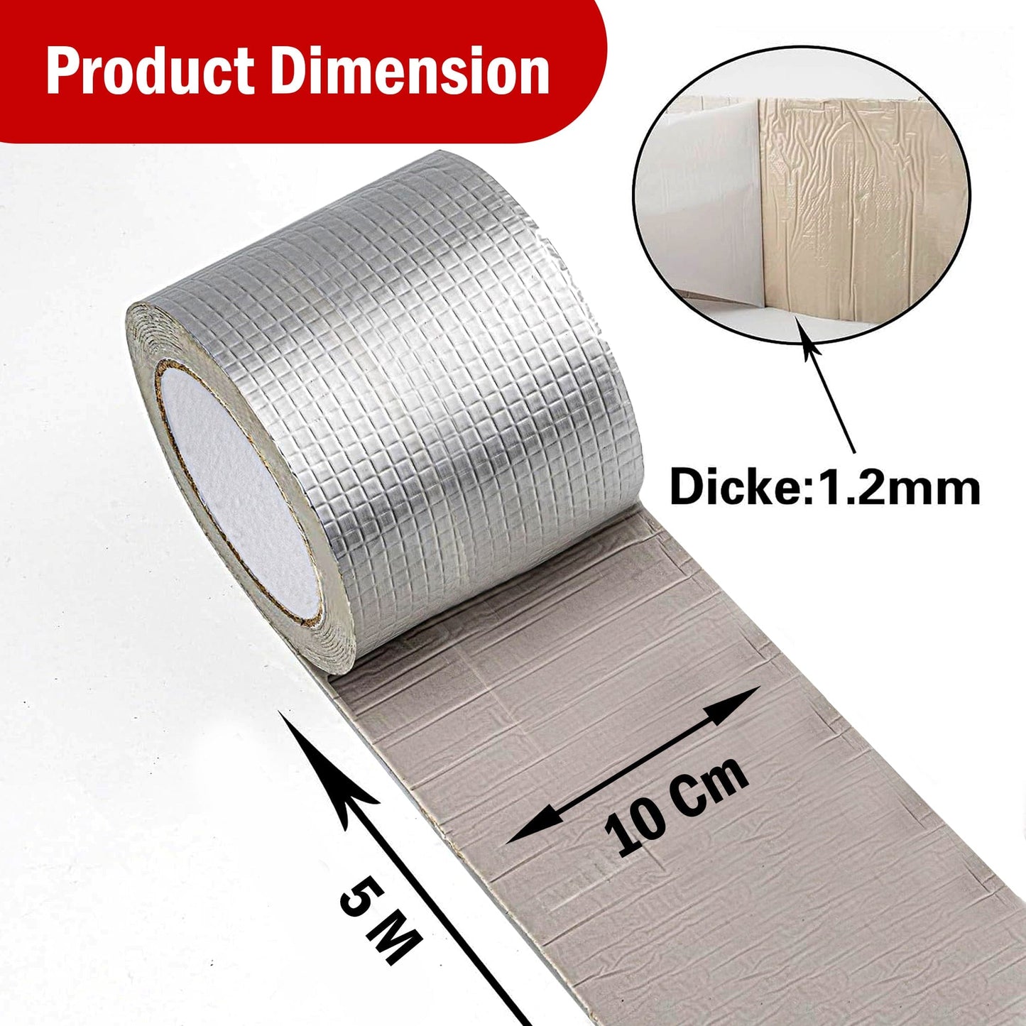 Waterproof Aluminium Rubber Tape 5M