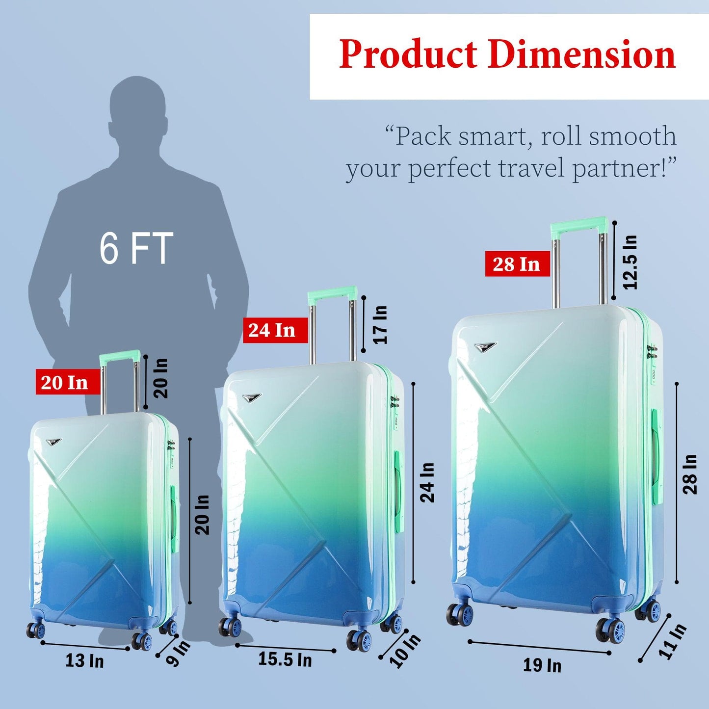 Velvair Luggage — Travel Made Stylish & Effortless  3-Piece Set: 20″ + 24″ + 28″