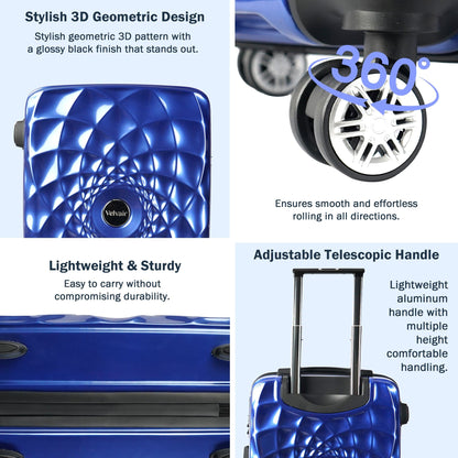 Premium Hard Shell Luggage Set of 3 (20” + 24” + 28”) – Stylish Black Trolley Bag Combo