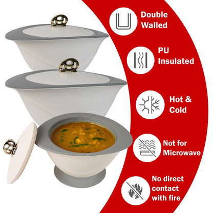 Insulated Casserole Set of 3 (0.8L + 1.8L + 3L) – Elegant Pink Hot Pot Set for Kitchen