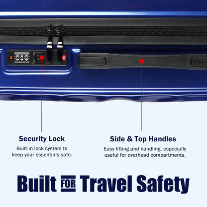 Premium Hard Shell Luggage Set of 3 (20” + 24” + 28”) – Stylish Black Trolley Bag Combo