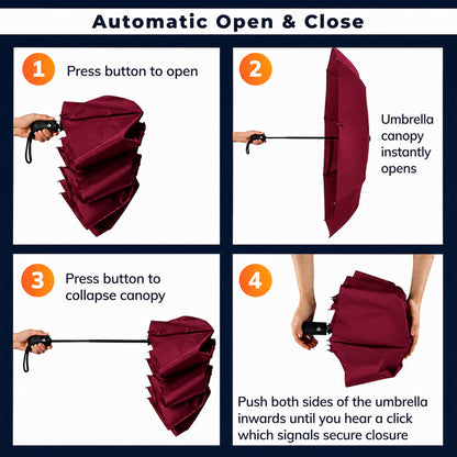 PrimePick 3-Fold Compact Travel Umbrella