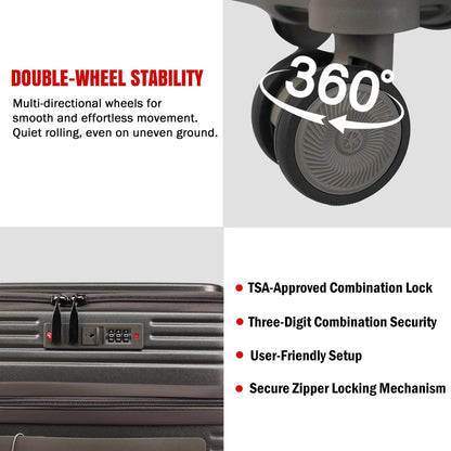 Velvair Luggage: Travel Made Stylish and Effortless 20" BLACK