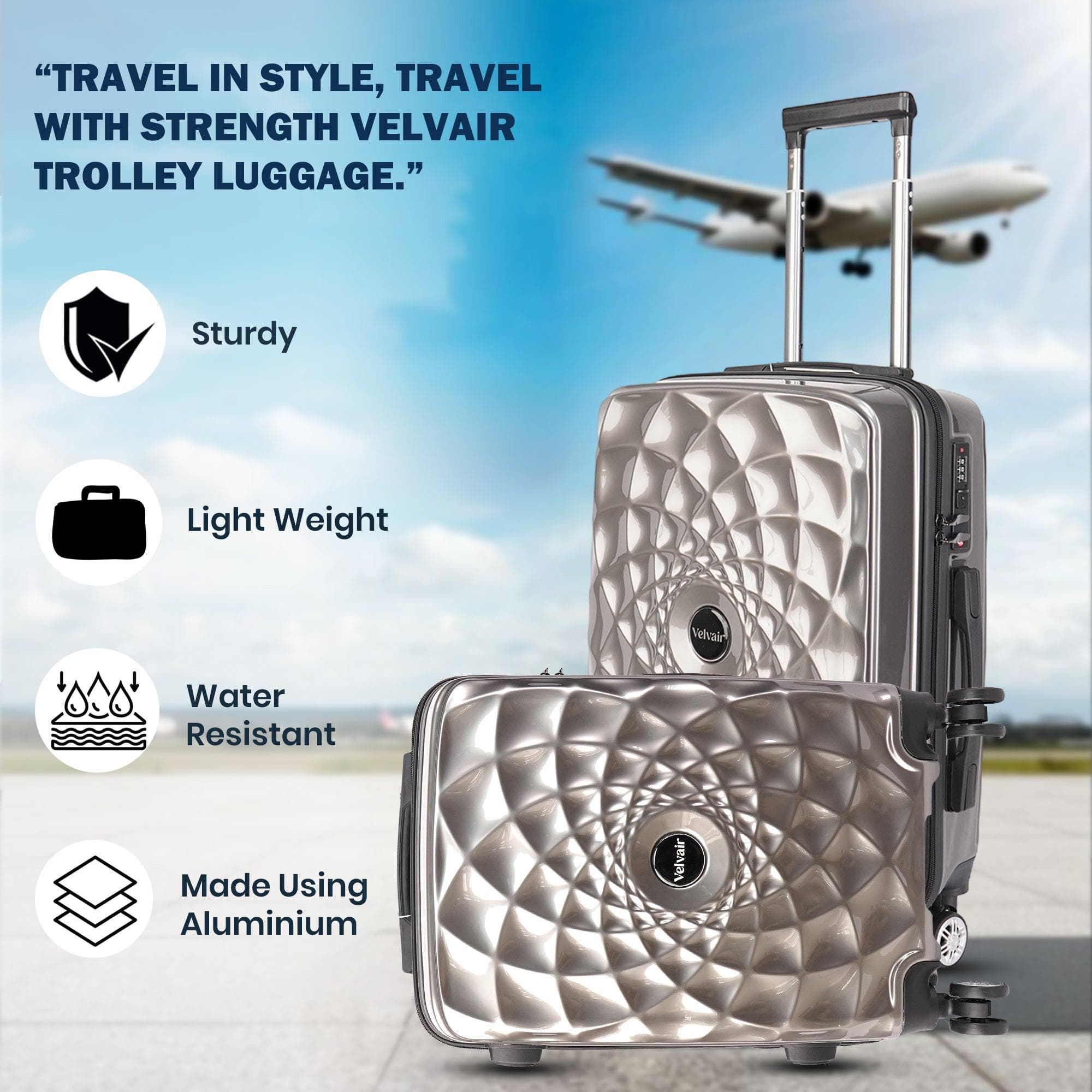 Velvair Luggage – Travel Made Stylish and Effortless, 20″ Black