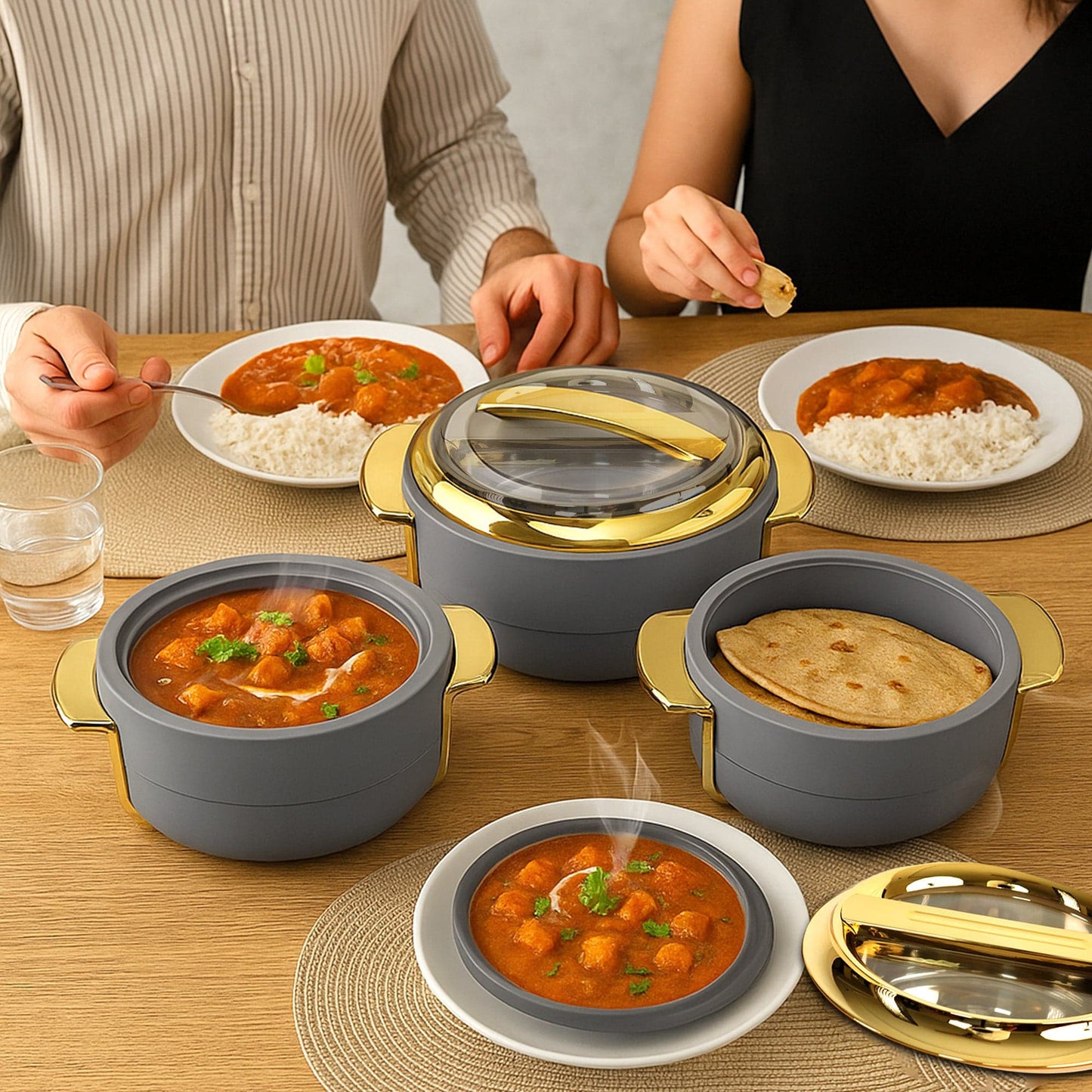 Insulated Casserole Set of 3 (1.8L + 2.3L + 3.5L) – Premium Hot Pot Set for Kitchen