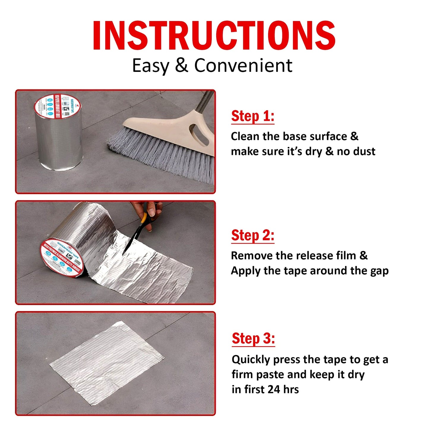 Waterproof Aluminium Rubber Tape 5M