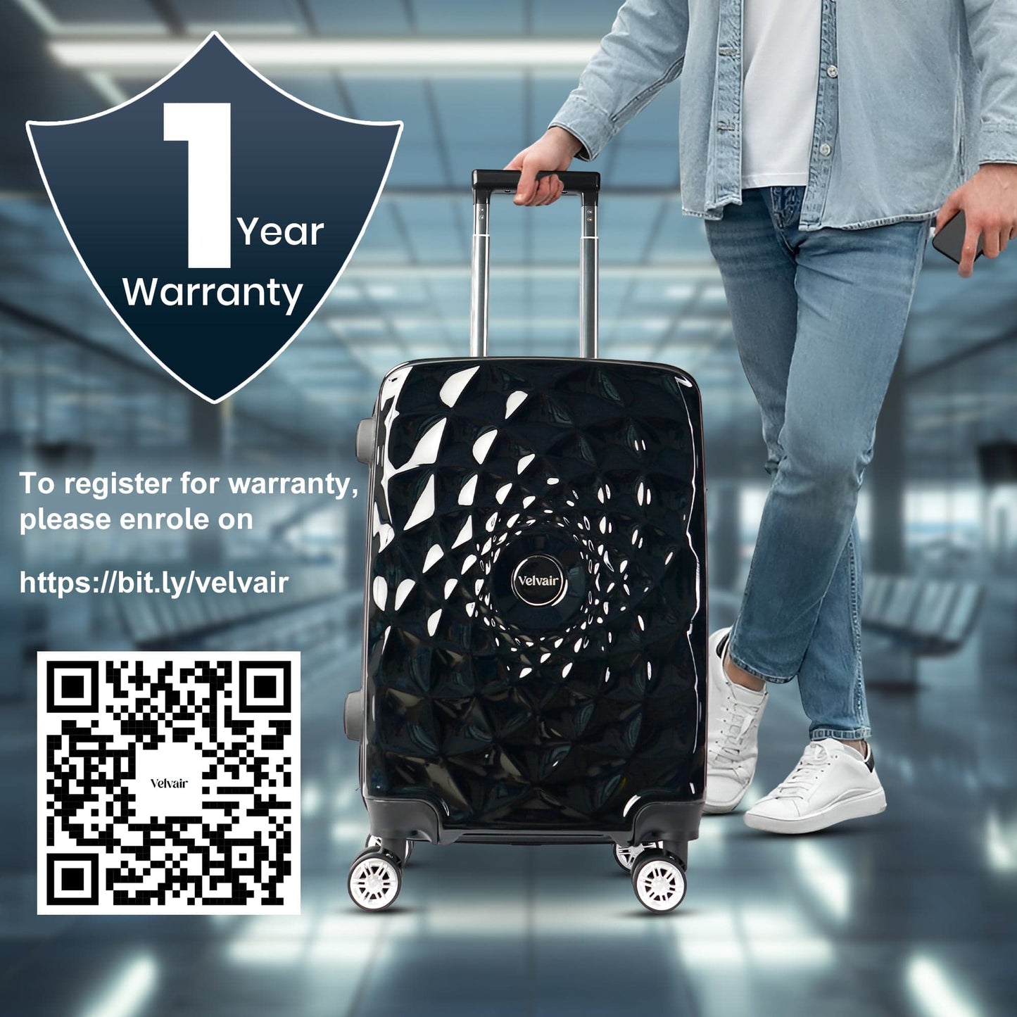 Premium Hard Shell Luggage Set of 3 (20” + 24” + 28”) – Stylish Black Trolley Bag Combo