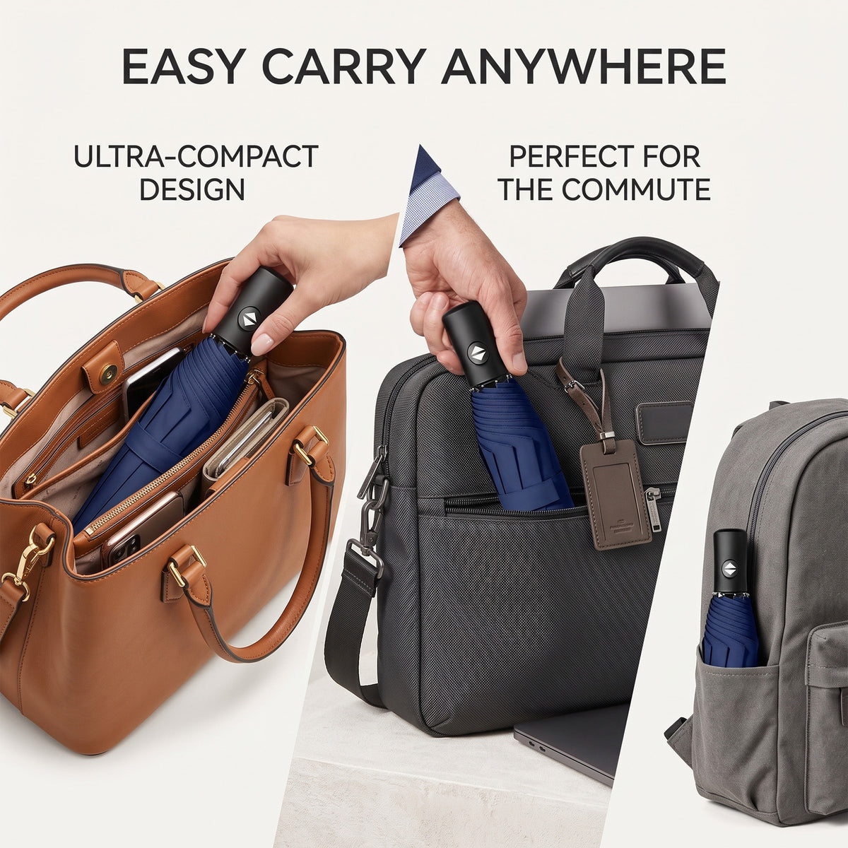 PrimePick 3-Fold Compact Travel Umbrella