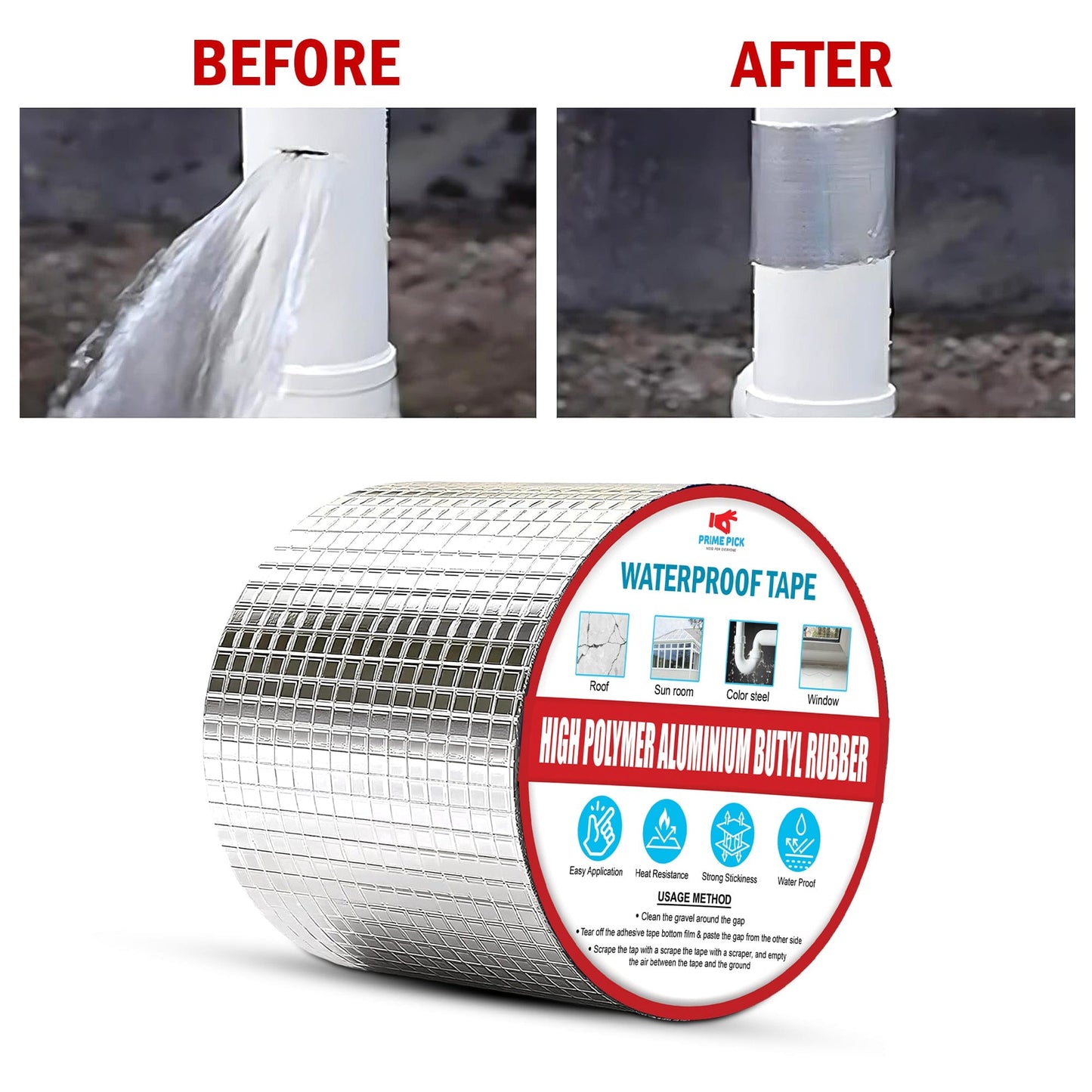 Waterproof Aluminium Rubber Tape 5M