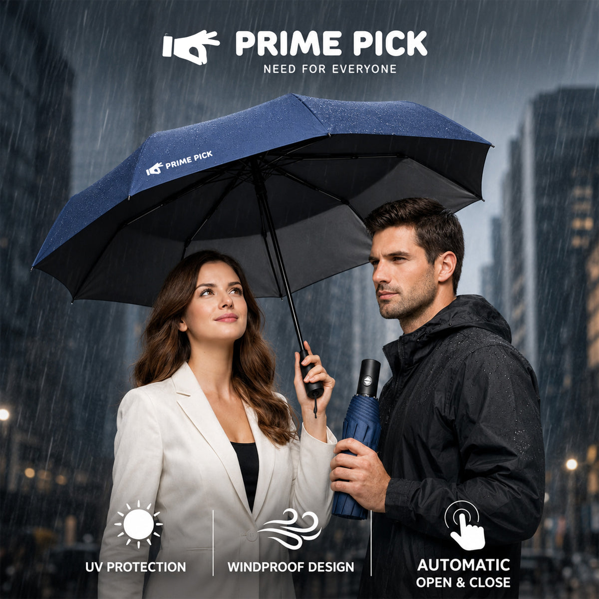 PrimePick 3-Fold Compact Travel Umbrella