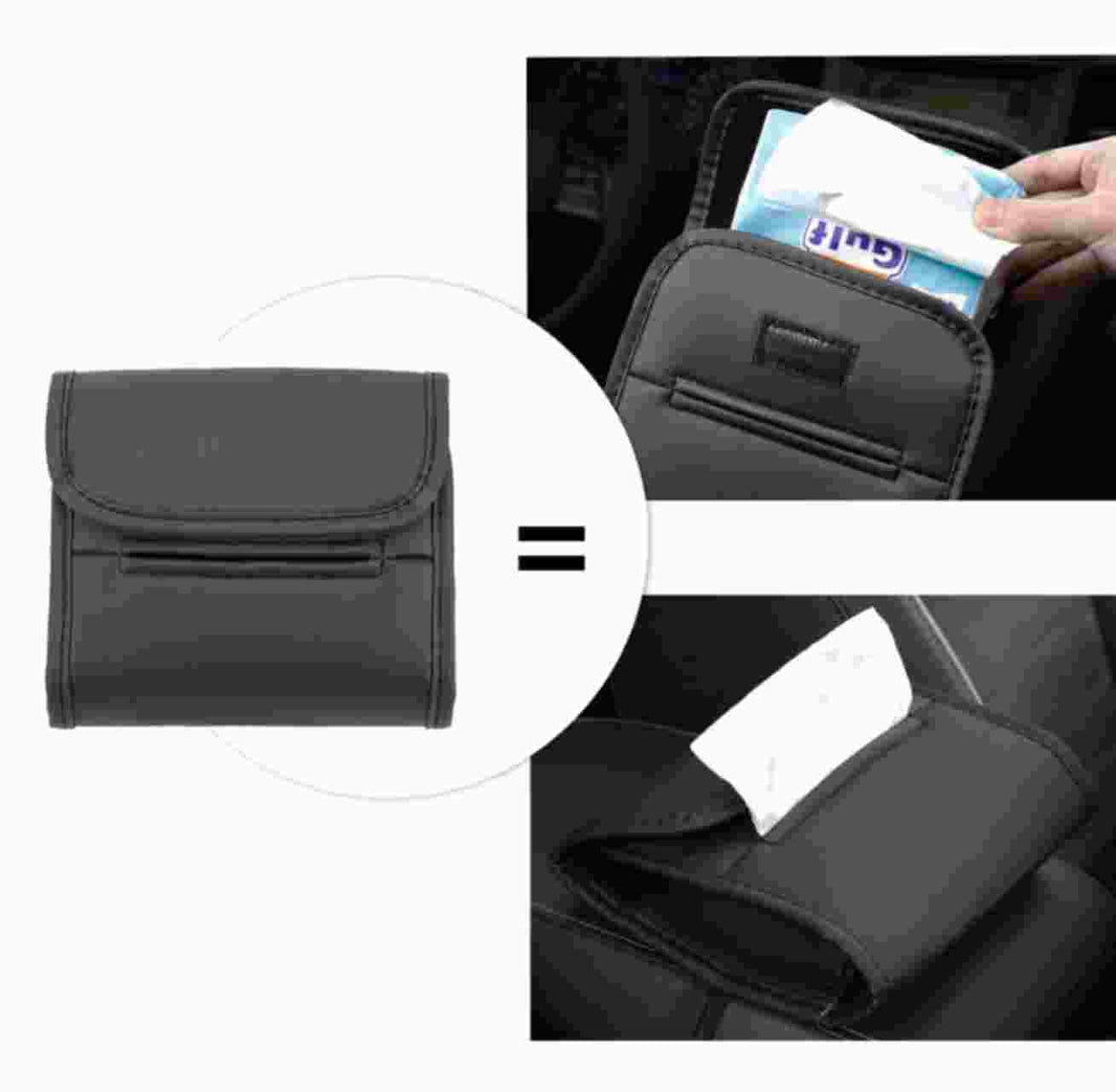 Tissue Box for Car, PU Leather Car Tissue Paper Box Sun Visor Tissue Paper Holder Backseat, Tissue Box Holder for Car Universal Car Tissue Paper Box, Pack of 2